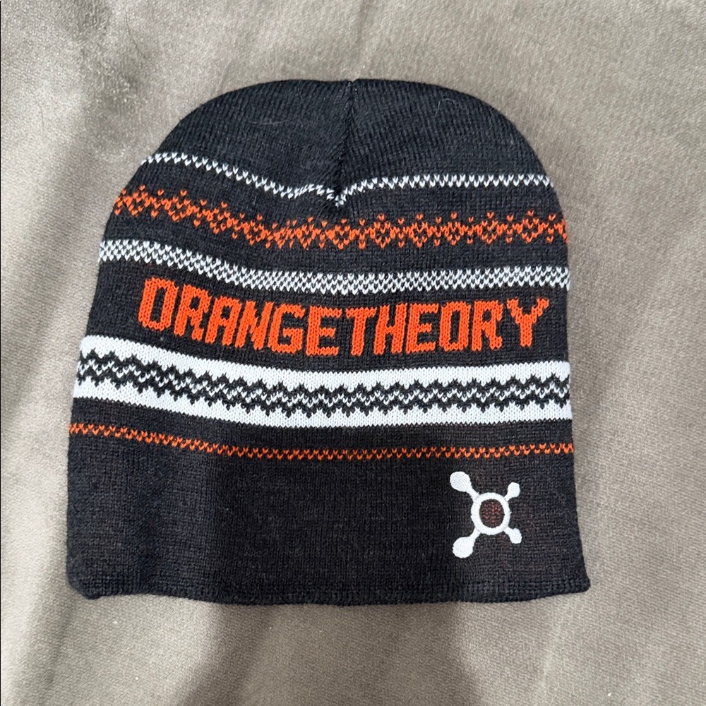 Orangetheory Black and Orange Patterned Beanie